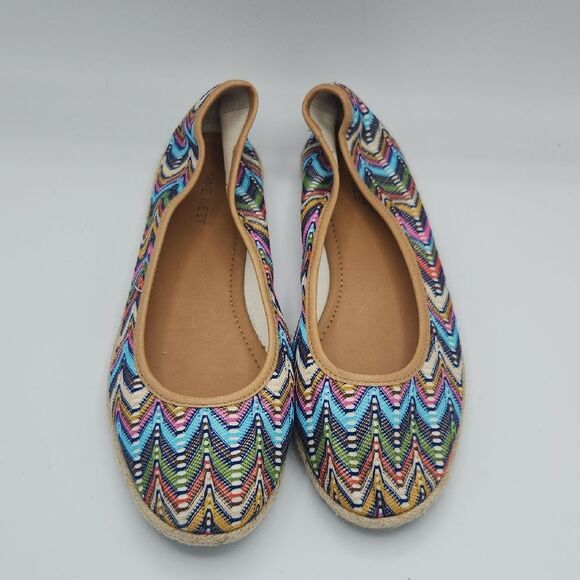 Nine West Womens Multicolor Chevron Pattern Espadrille Slip On  ballet Flat - Picture 1 of 9